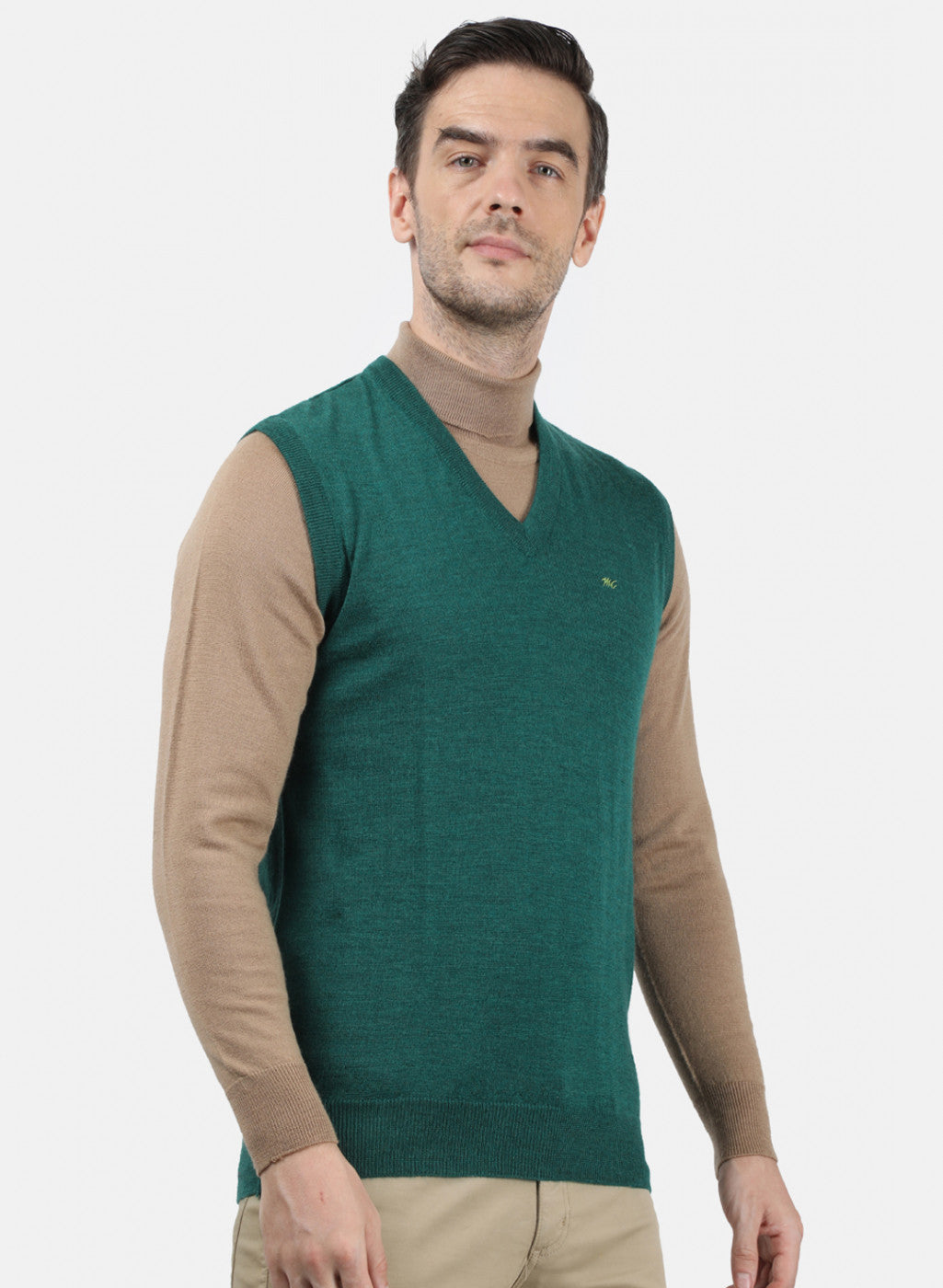 Men Green Solid Sweater