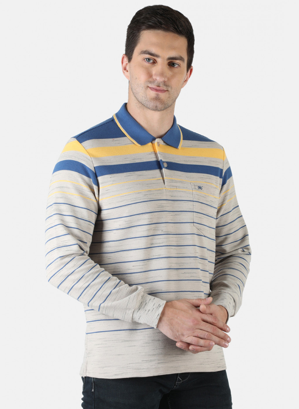 Men Grey Stripe T-Shirt