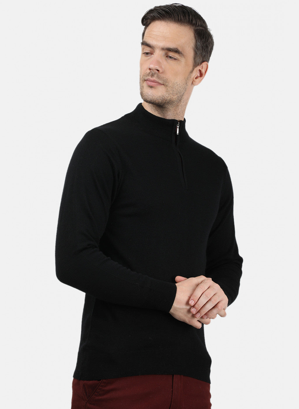 Men Black Solid Pullover