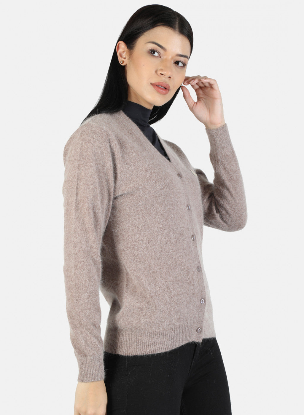 Women Beige Solid Cardigan