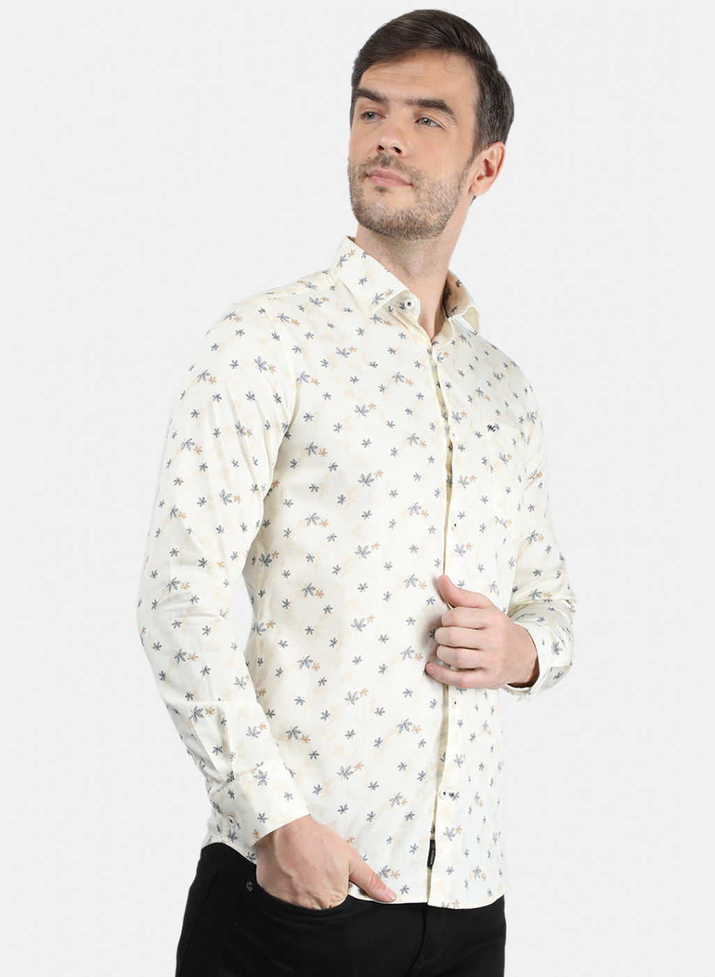 Men Cream Printed Shirt