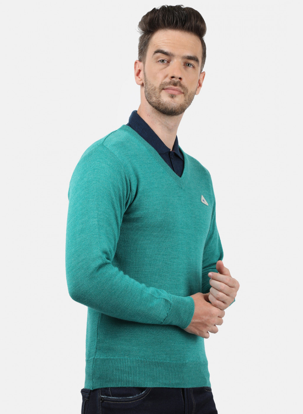 Men Blue Solid Pullover