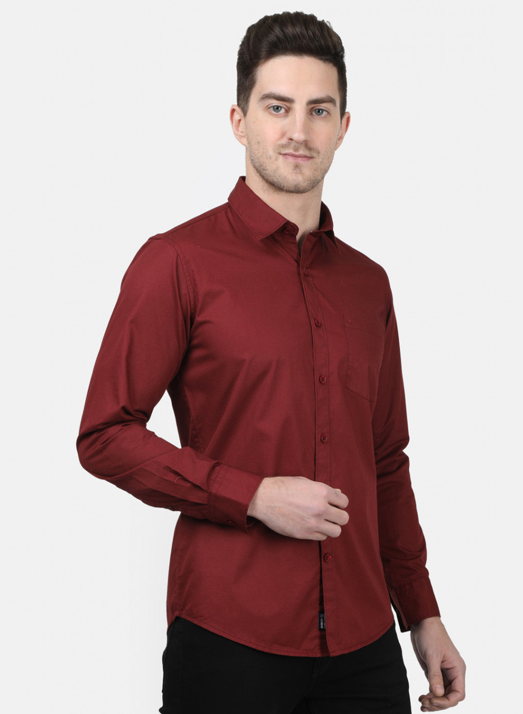 Mens Maroon Solid Shirts