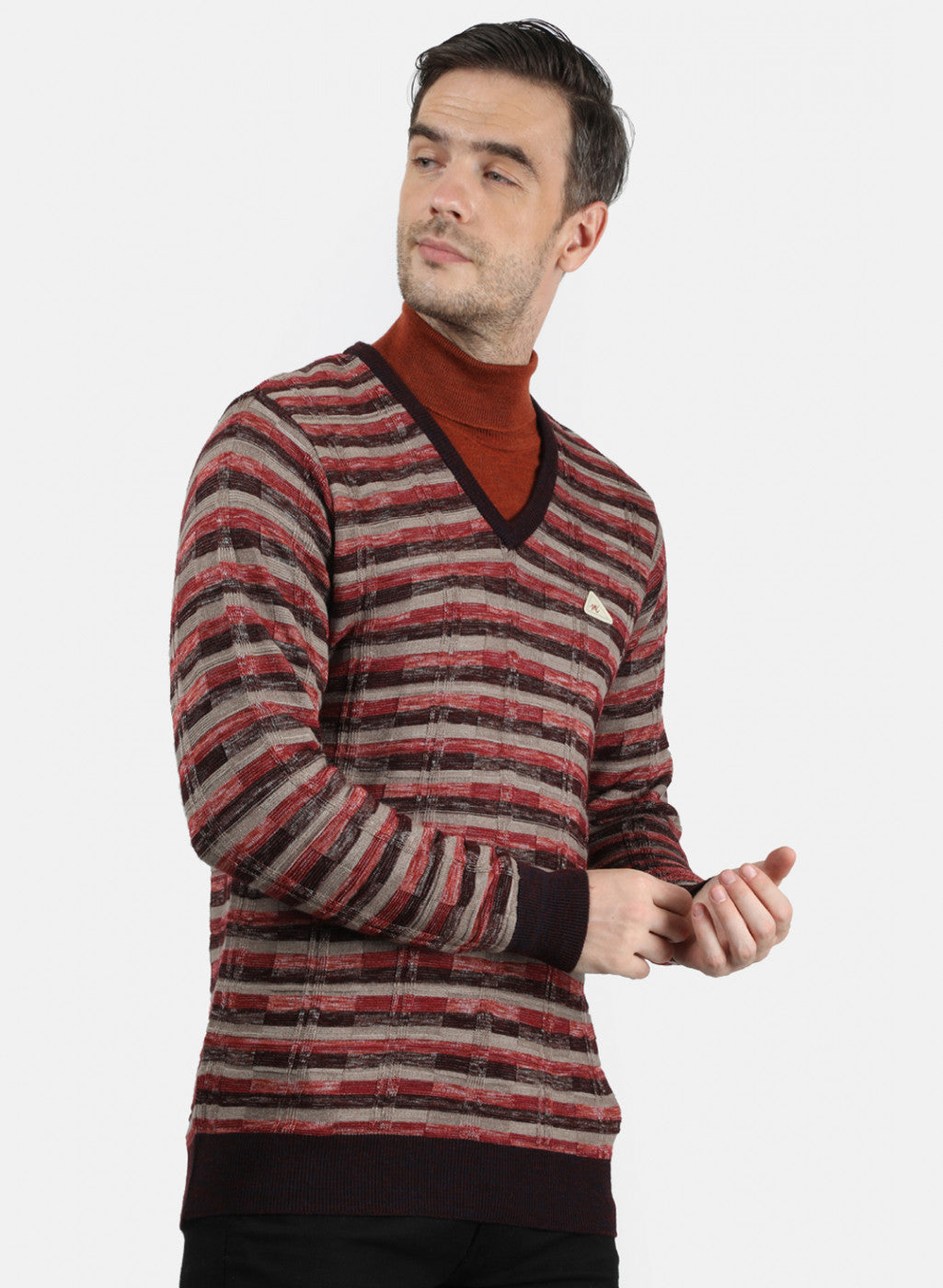 Men Red Solid Pullover