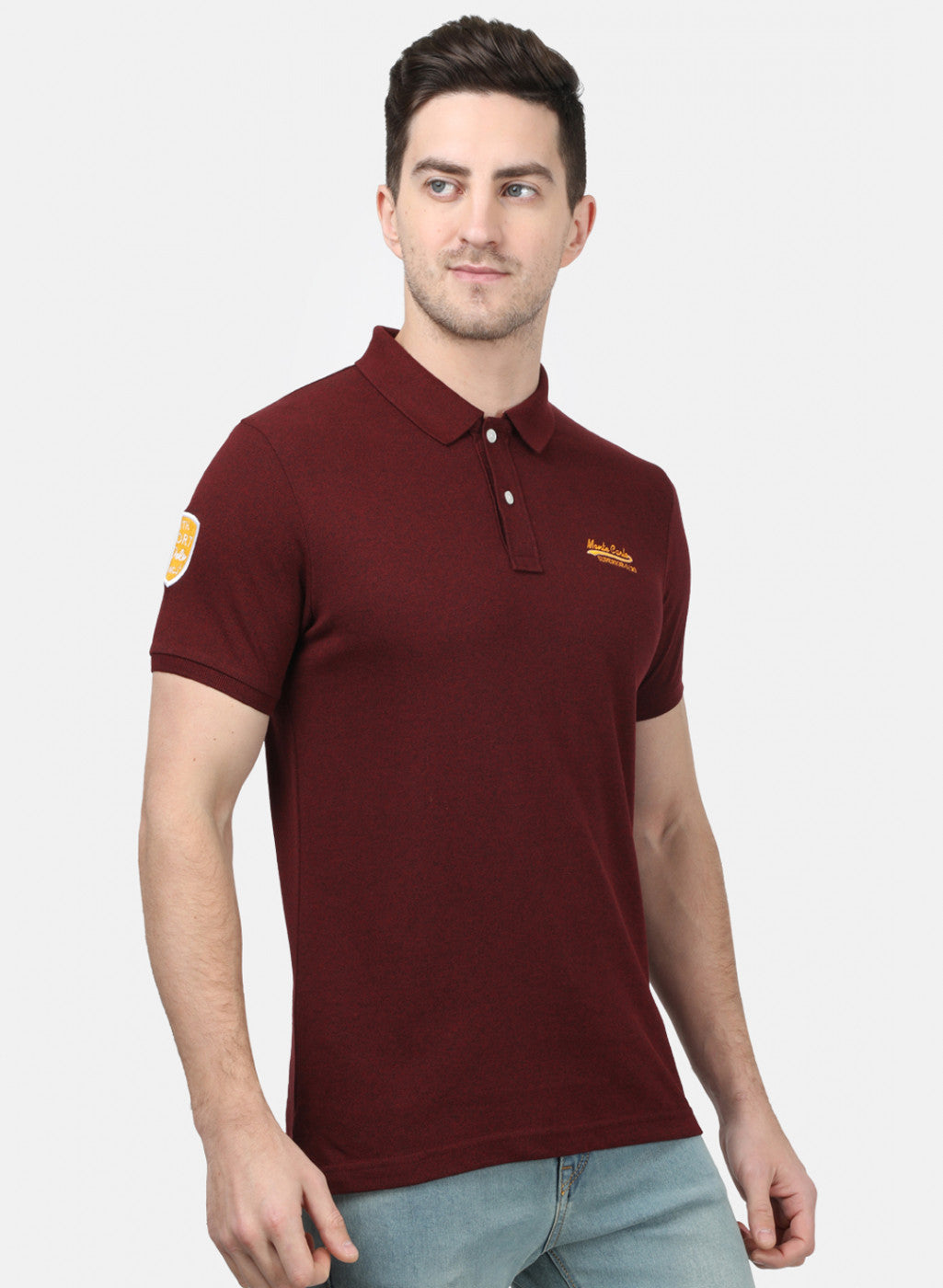 Mens Maroon Plain T-Shirts