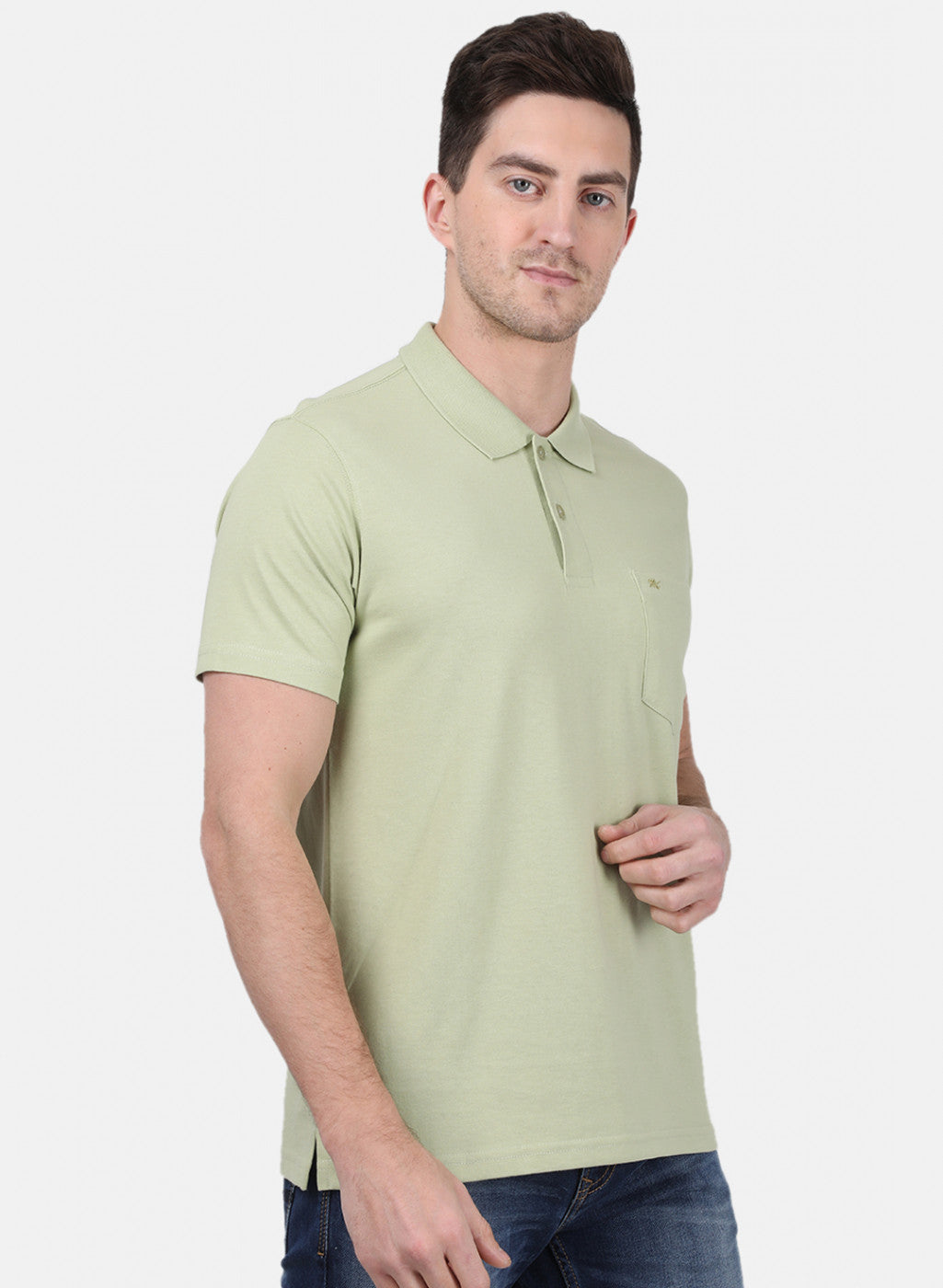 Mens Light Green Plain T-Shirt