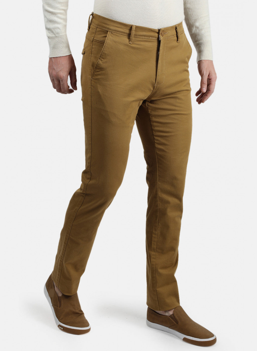 Men Khaki Plain Trouser