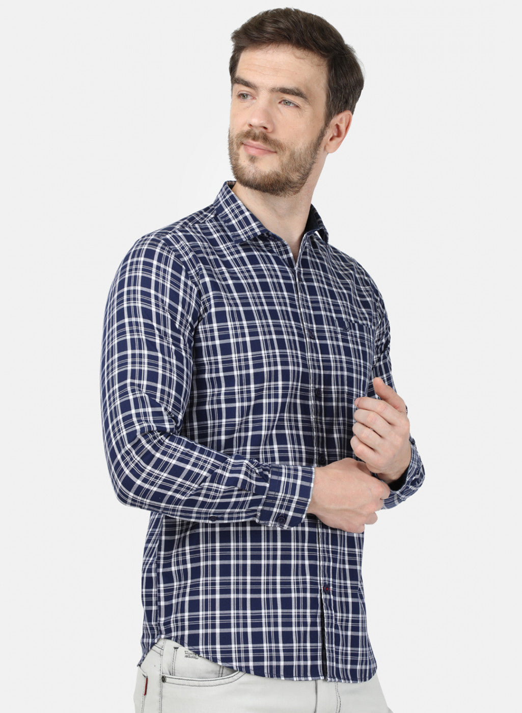 Mens NAvy Blue Check Shirt