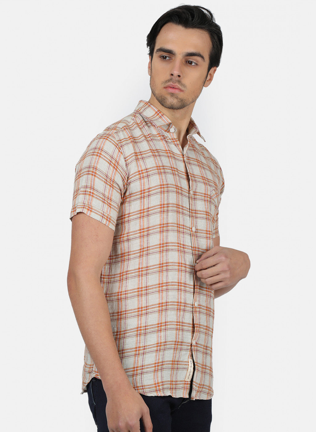 Men Beige Check Shirts