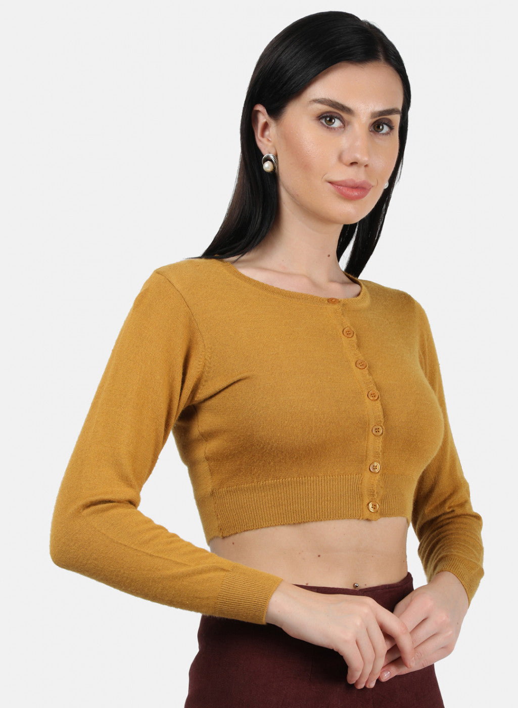 Women Mustard Solid Blouse