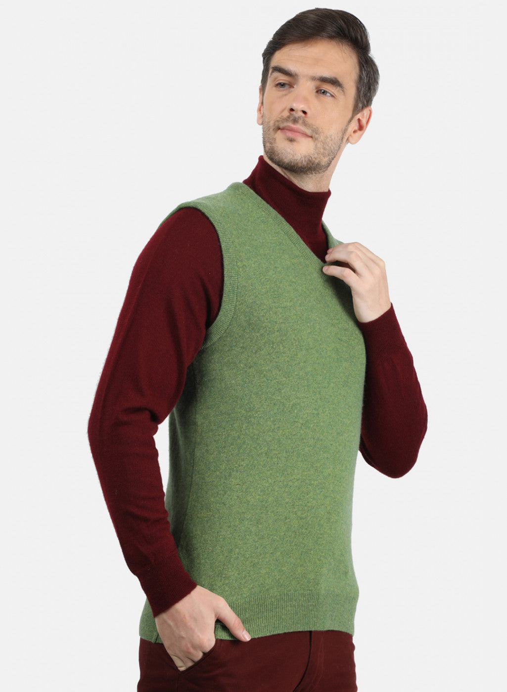 Men Green Solid Sweater