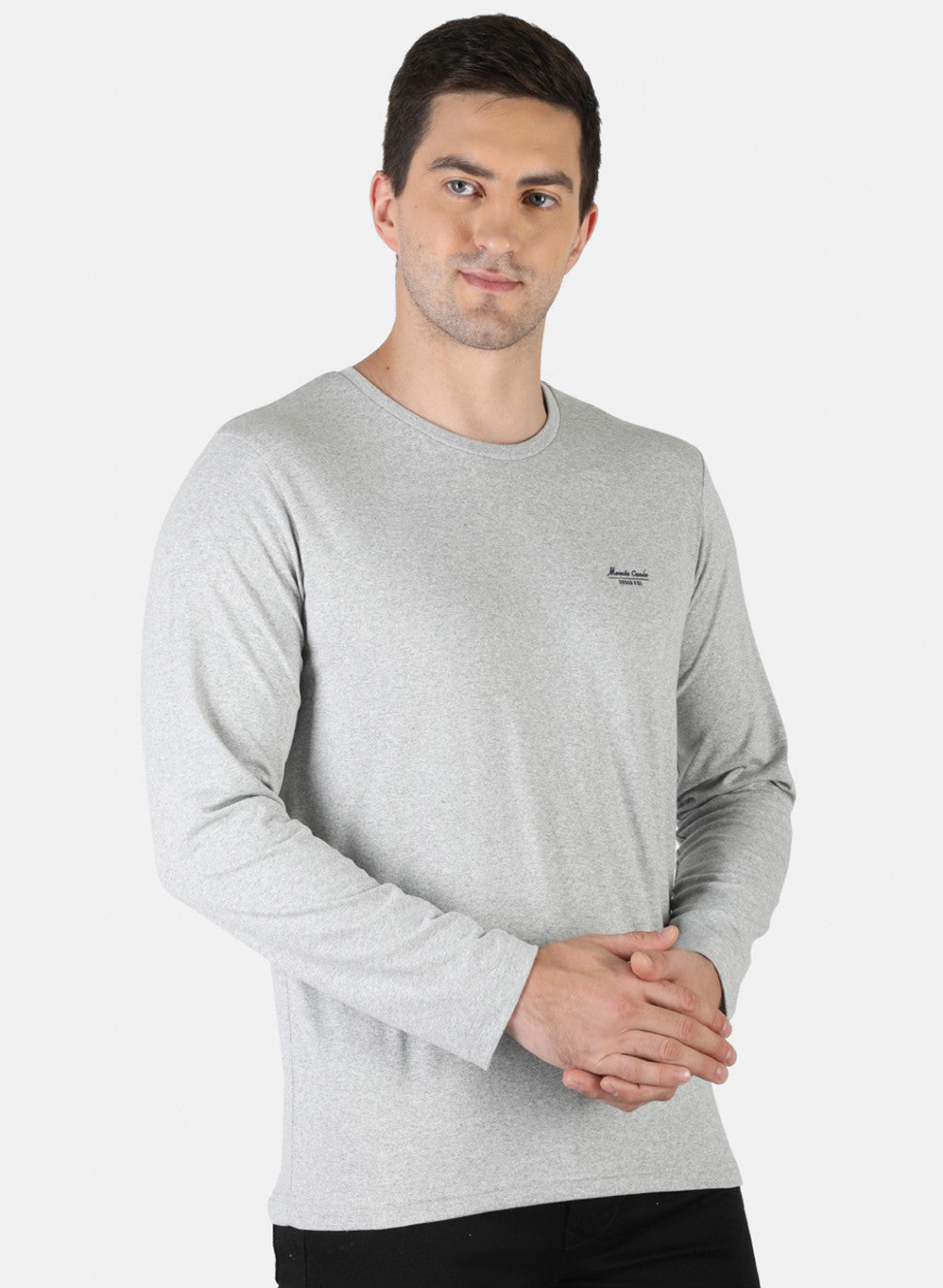 Men Grey Plain T-Shirt