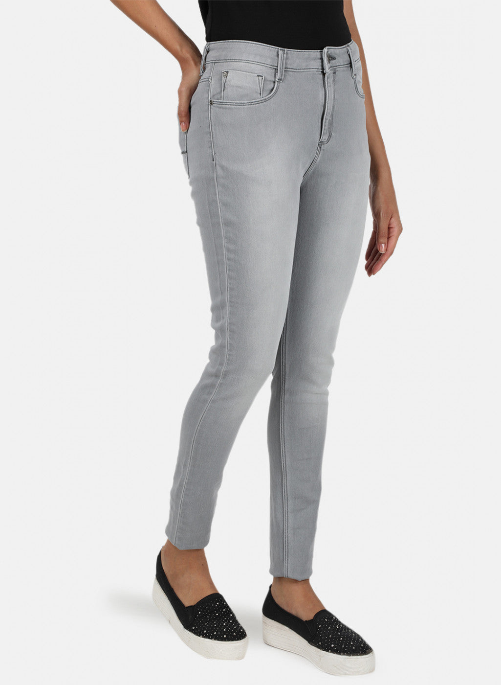 Womens Grey Regular Denim