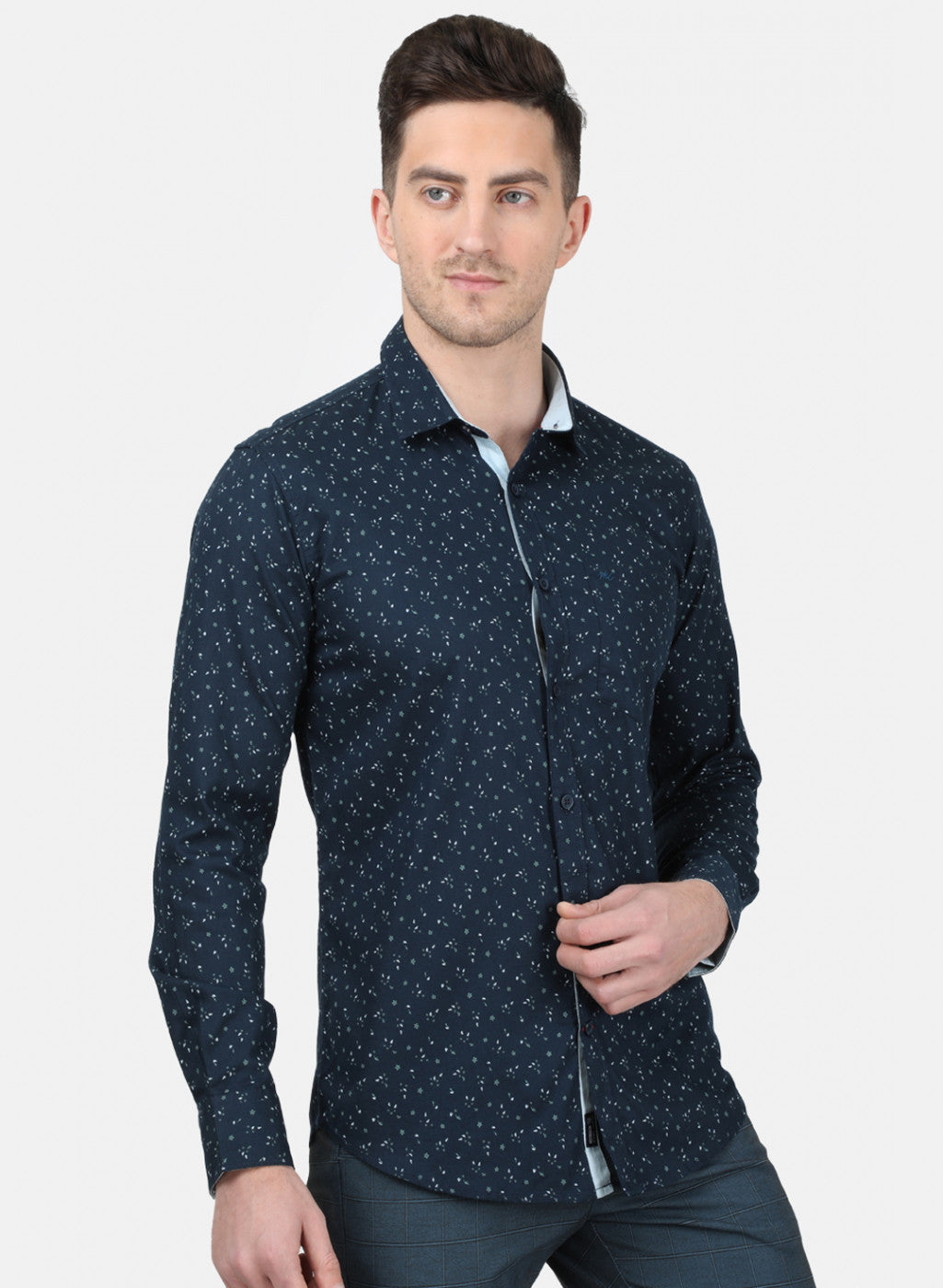 Mens NAvy Blue Printed Shirt