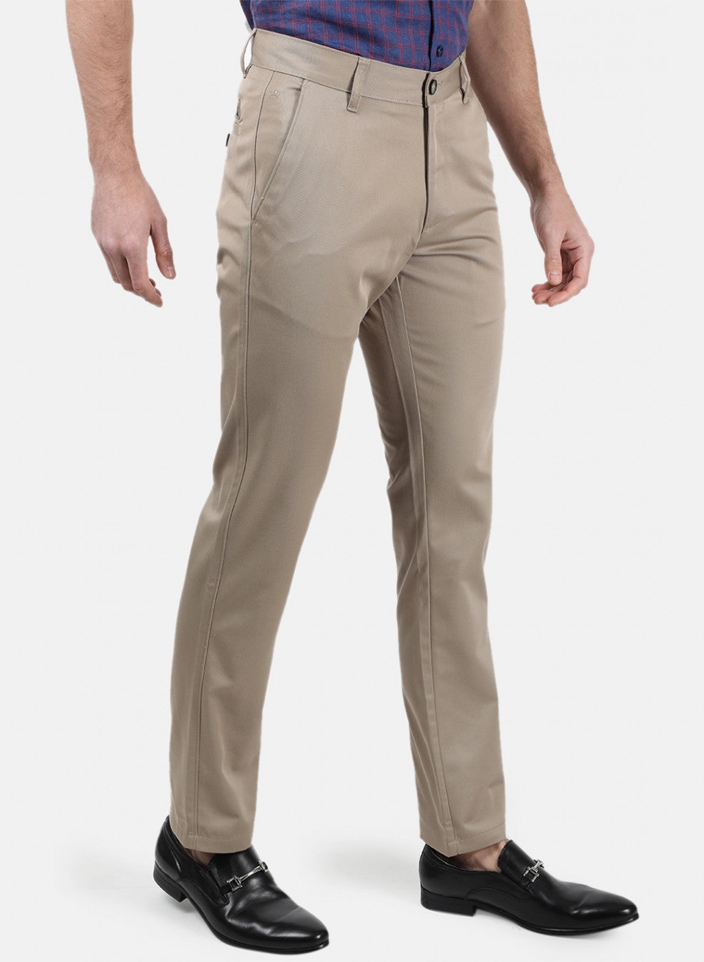 Men Khaki Plain Trousers