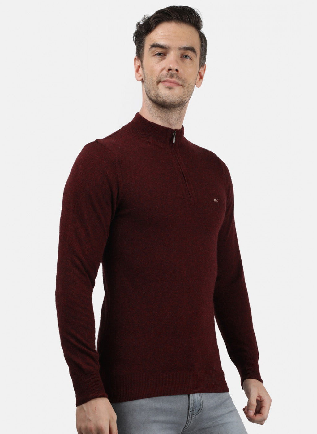 Men Maroon Solid Pullover