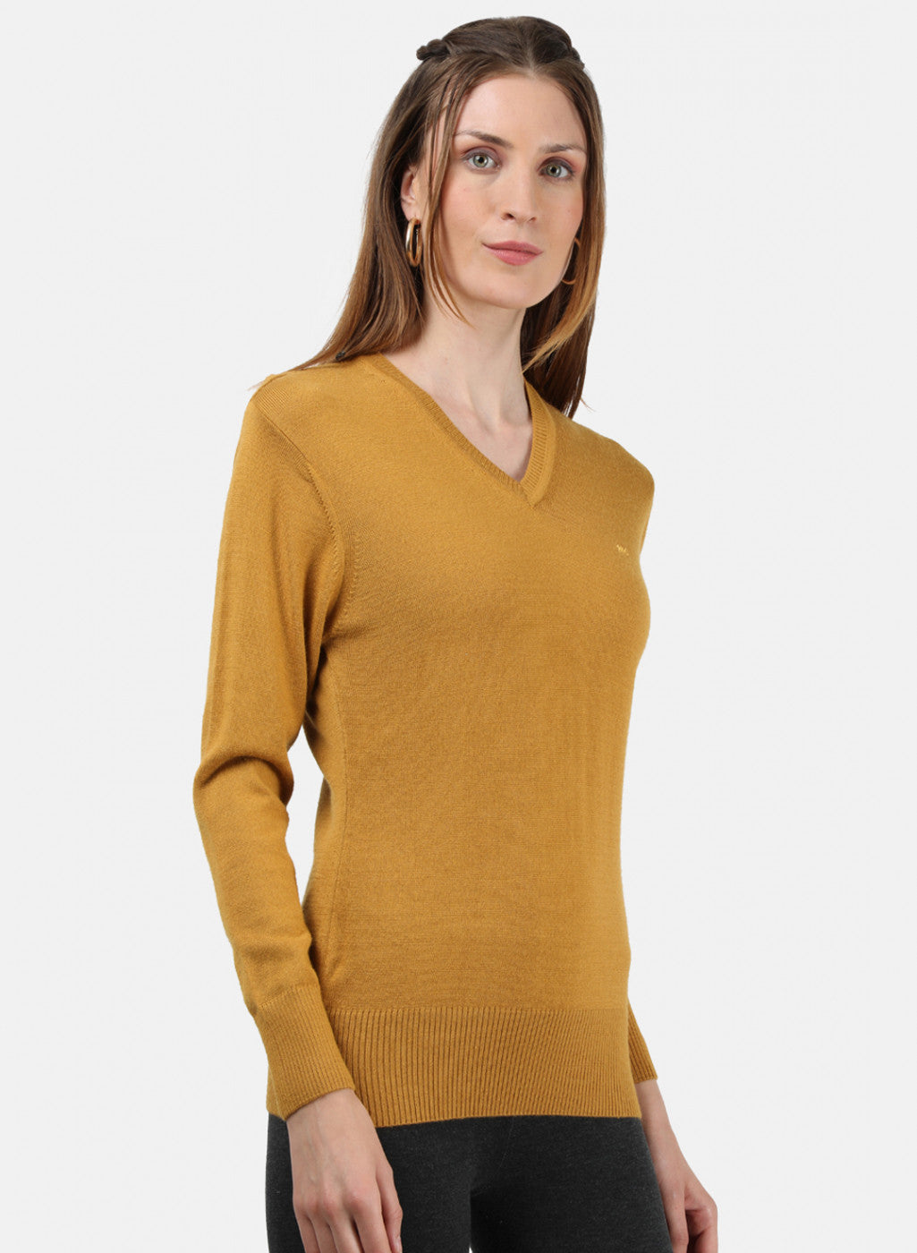 Women Yellow V Neck Top