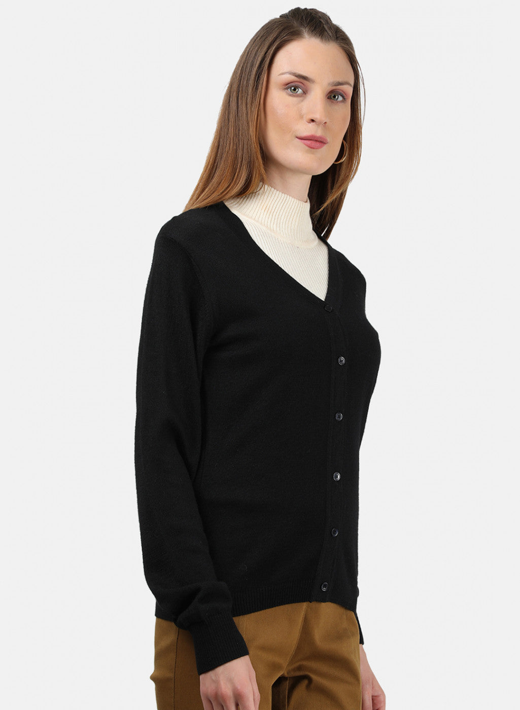 Women Black Solid Cardigan