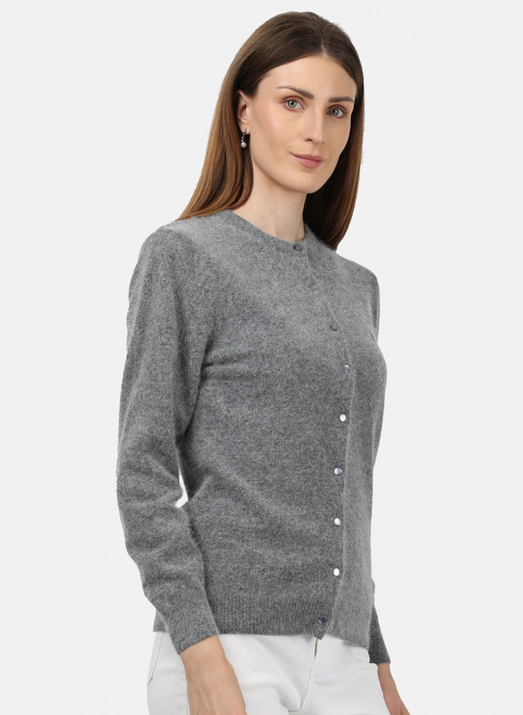 Women Grey Solid Cardigan