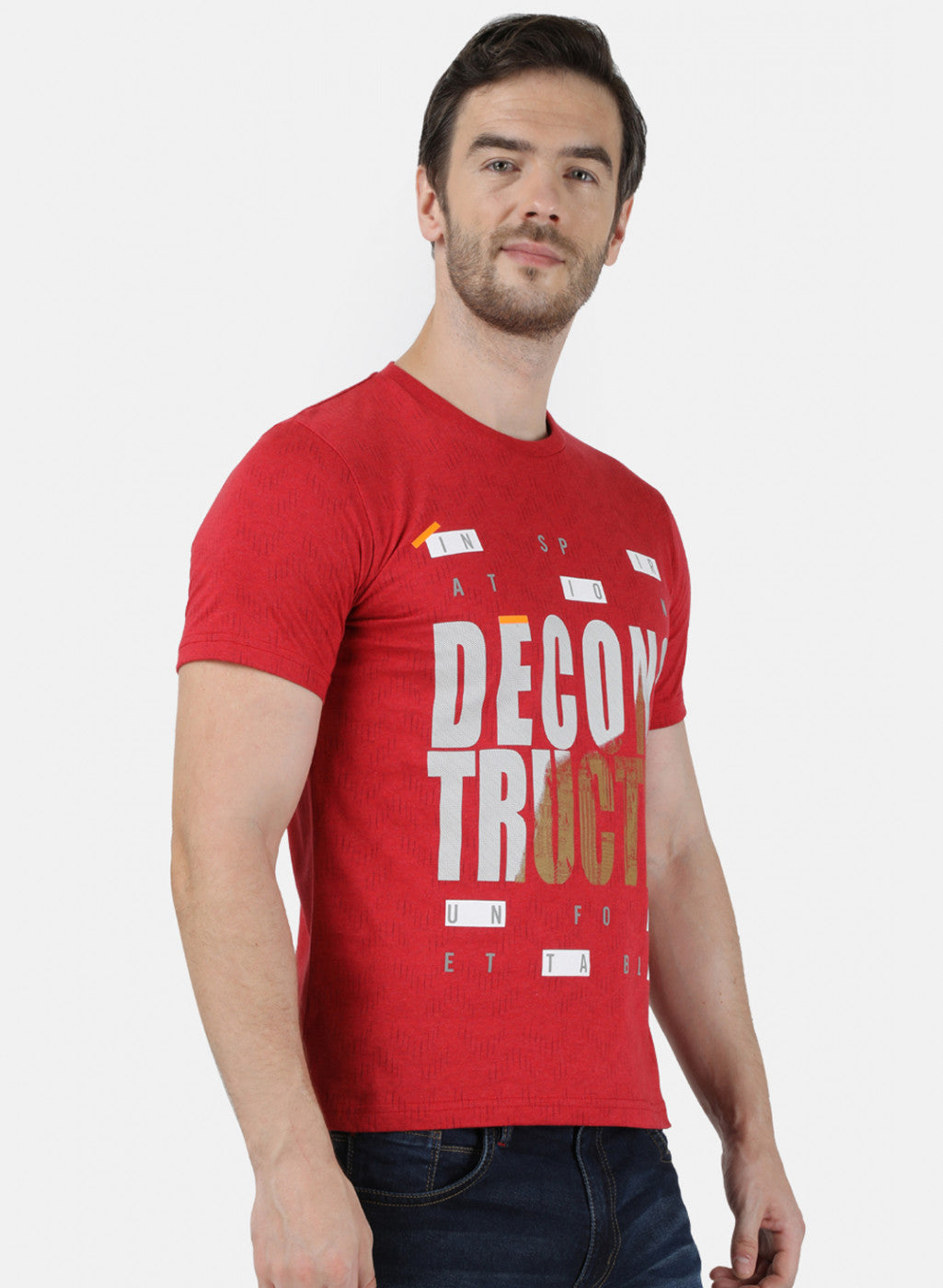 Mens Red Printed T-Shirt