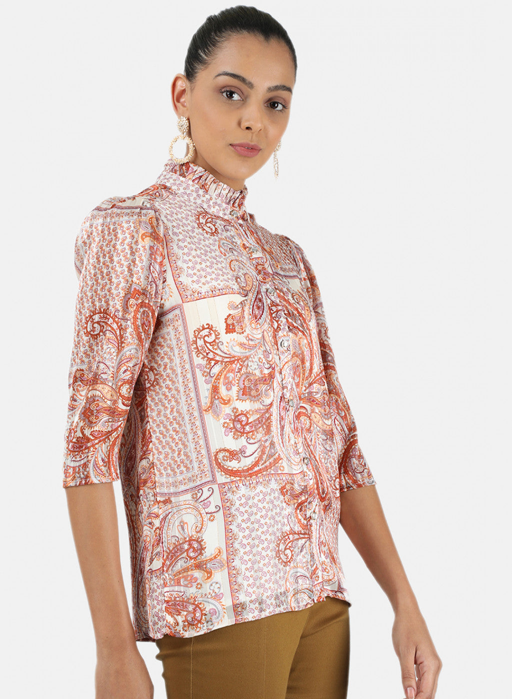 Womens Orange Printed Top