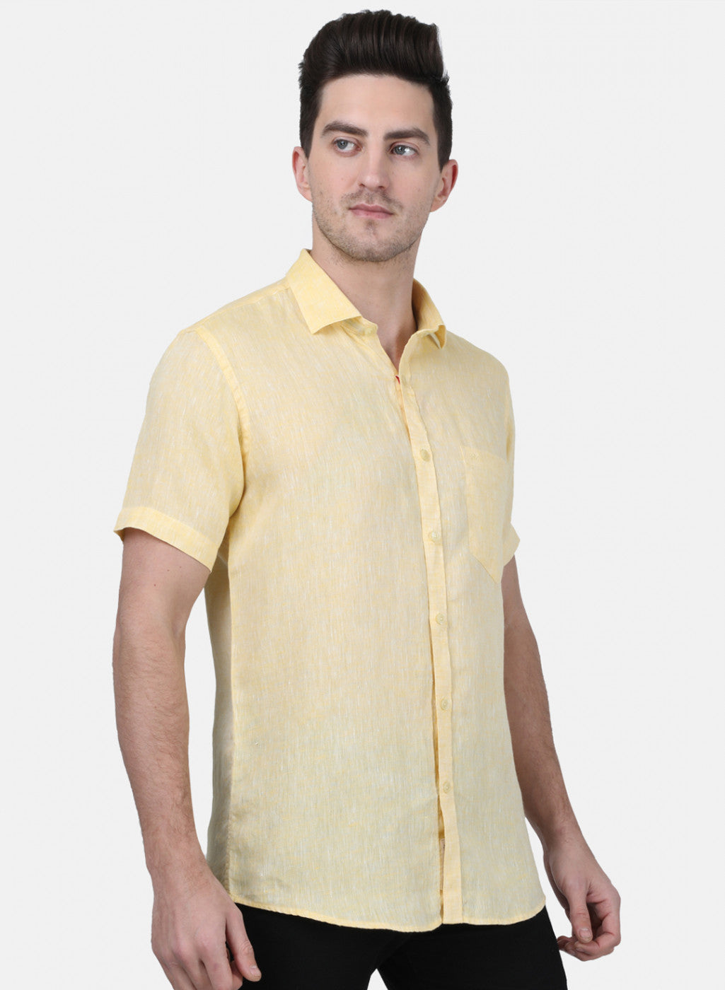 Mens Yellow Solid Shirt