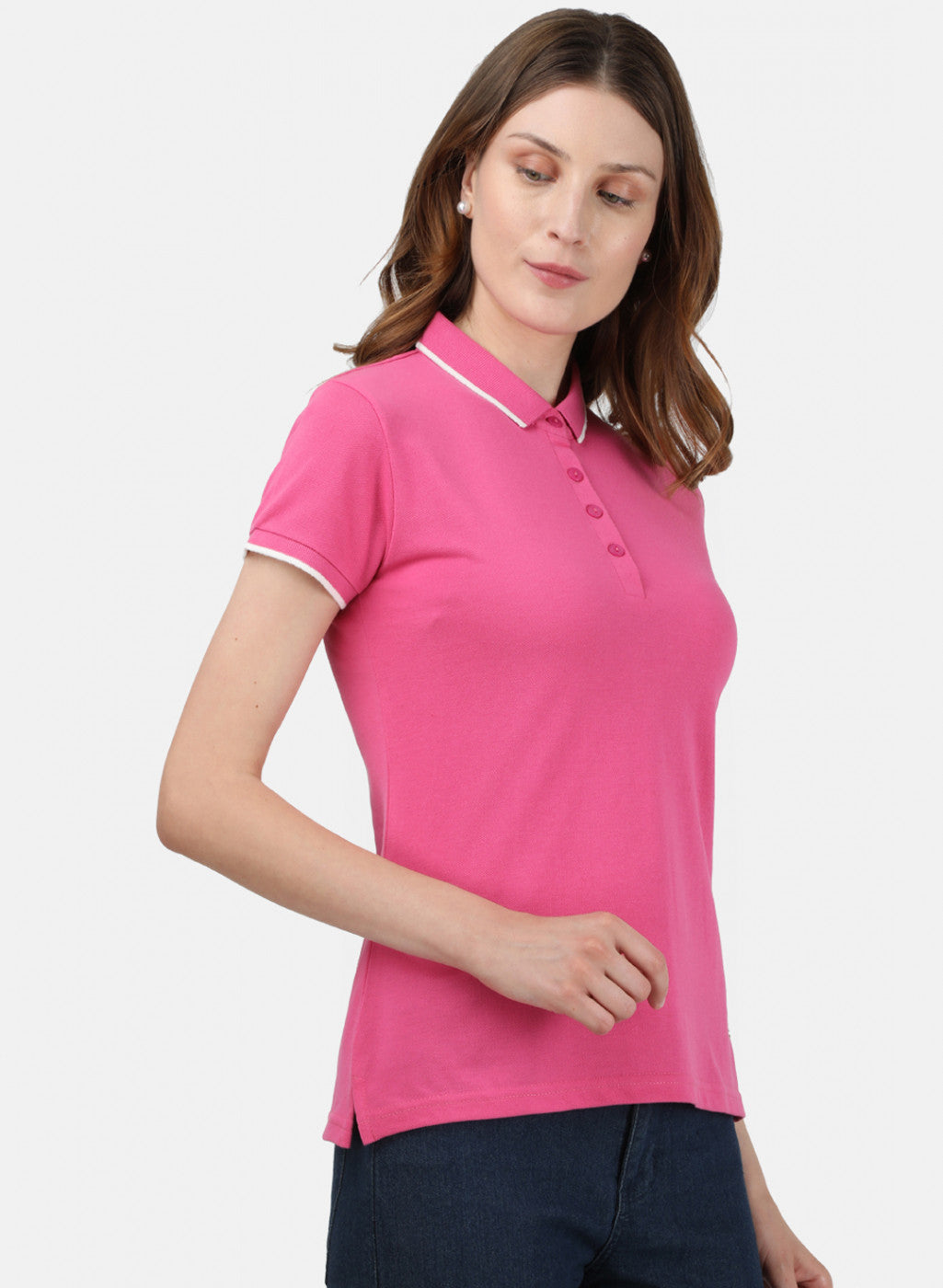 Womens Pink Plain T-Shirt