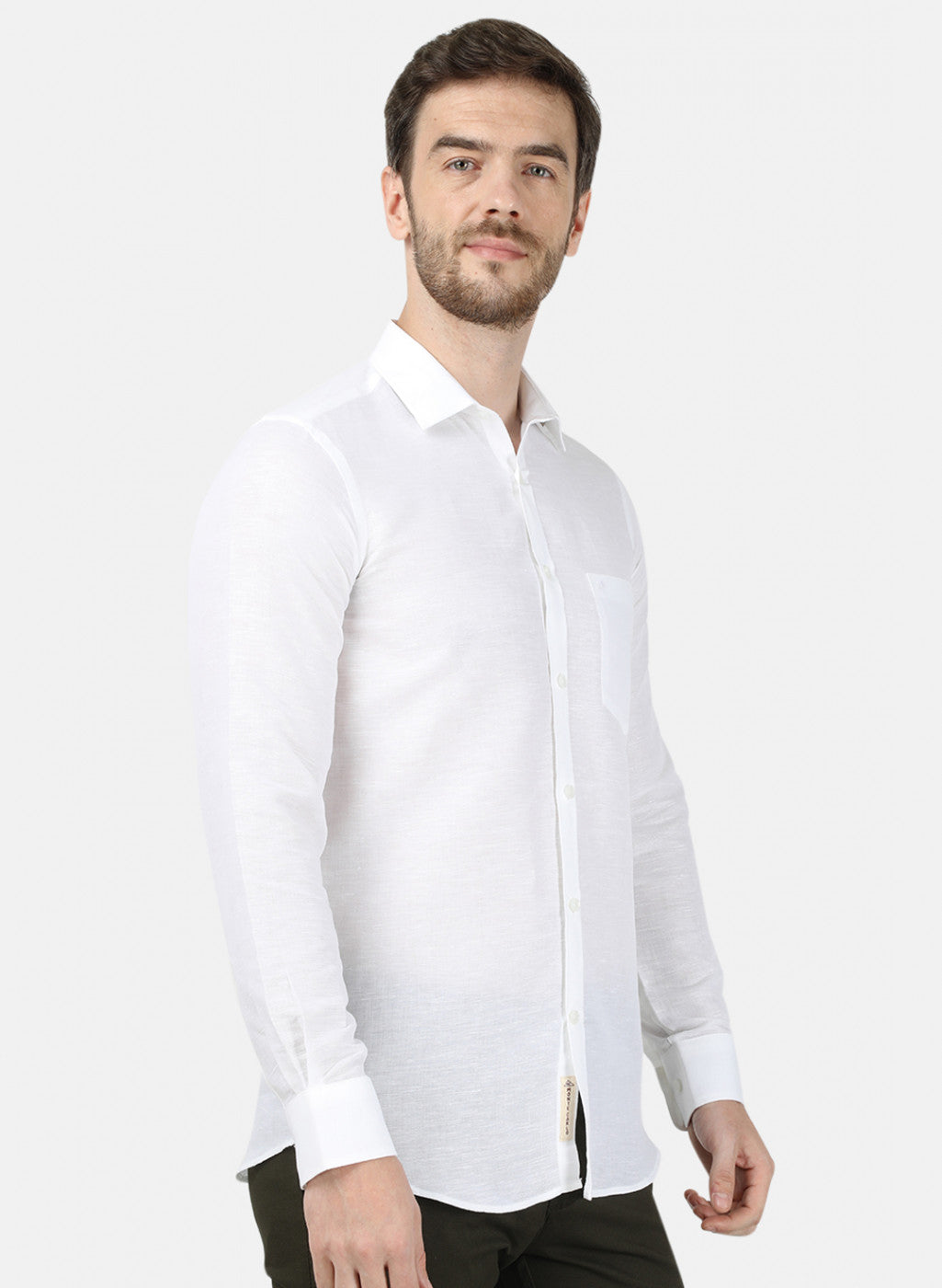 Mens White Solid Shirt