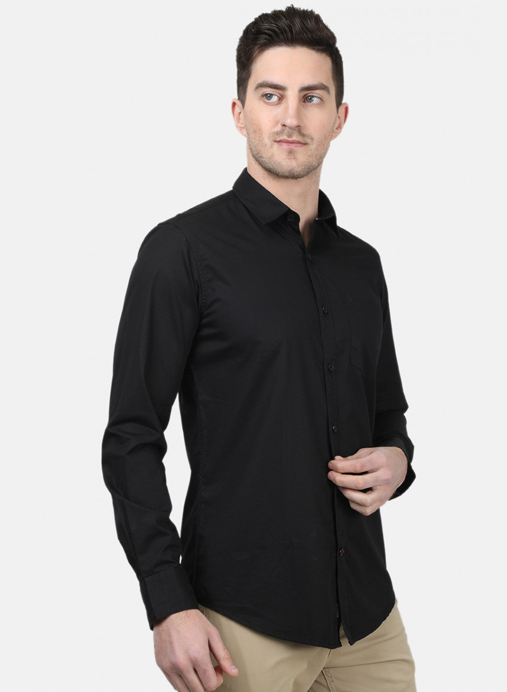 Mens Jet Black Solid Shirts