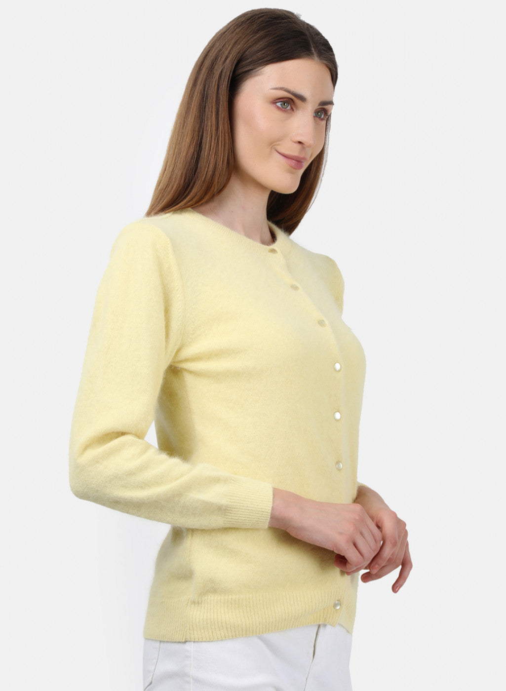 Women Yellow Solid Cardigan