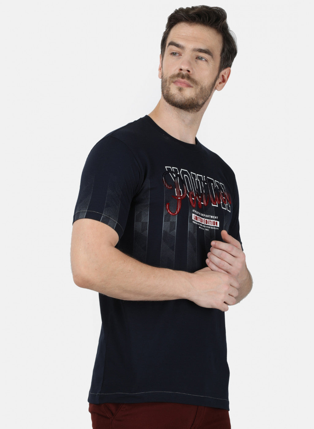 Mens NAvy Blue Printed T-Shirt