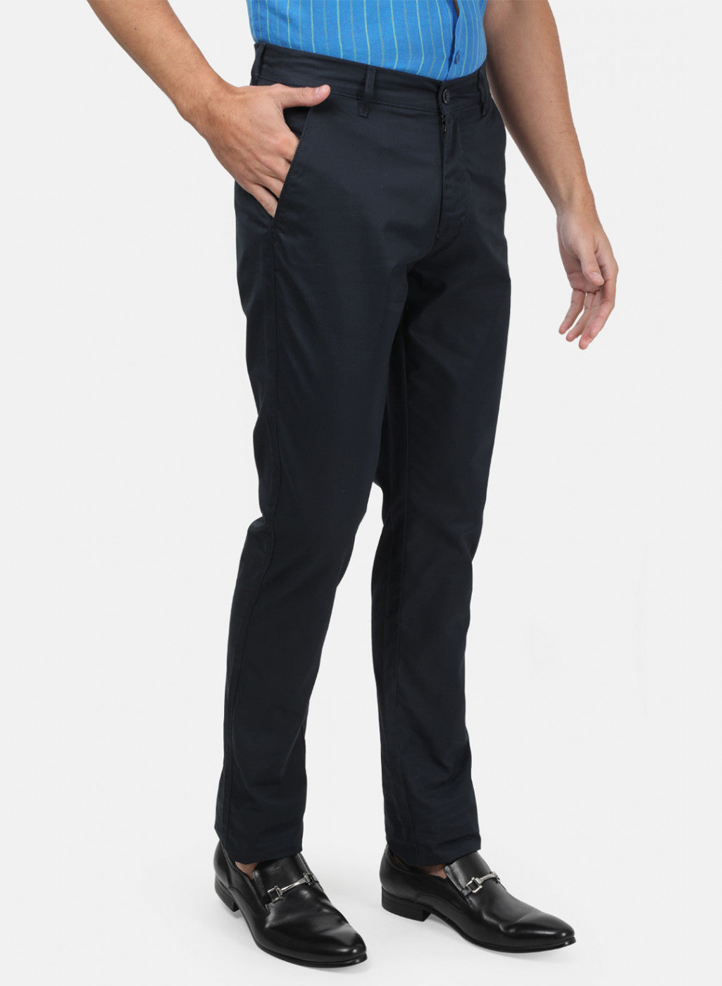 Men NAvy Blue Plain Trousers