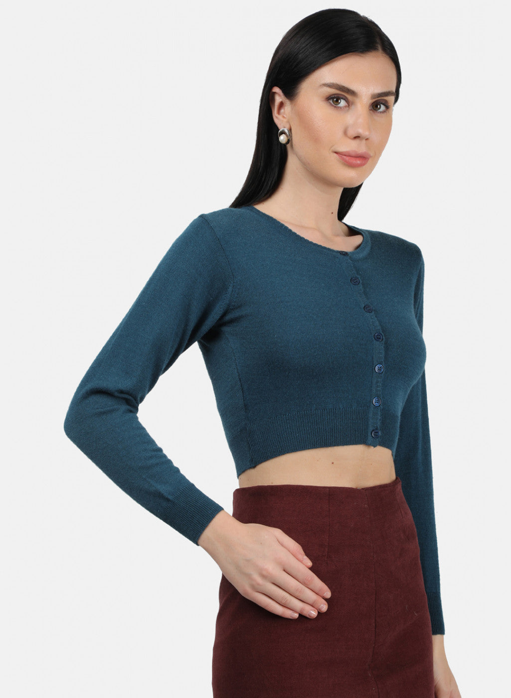 Women Teal Blue Solid Blouse