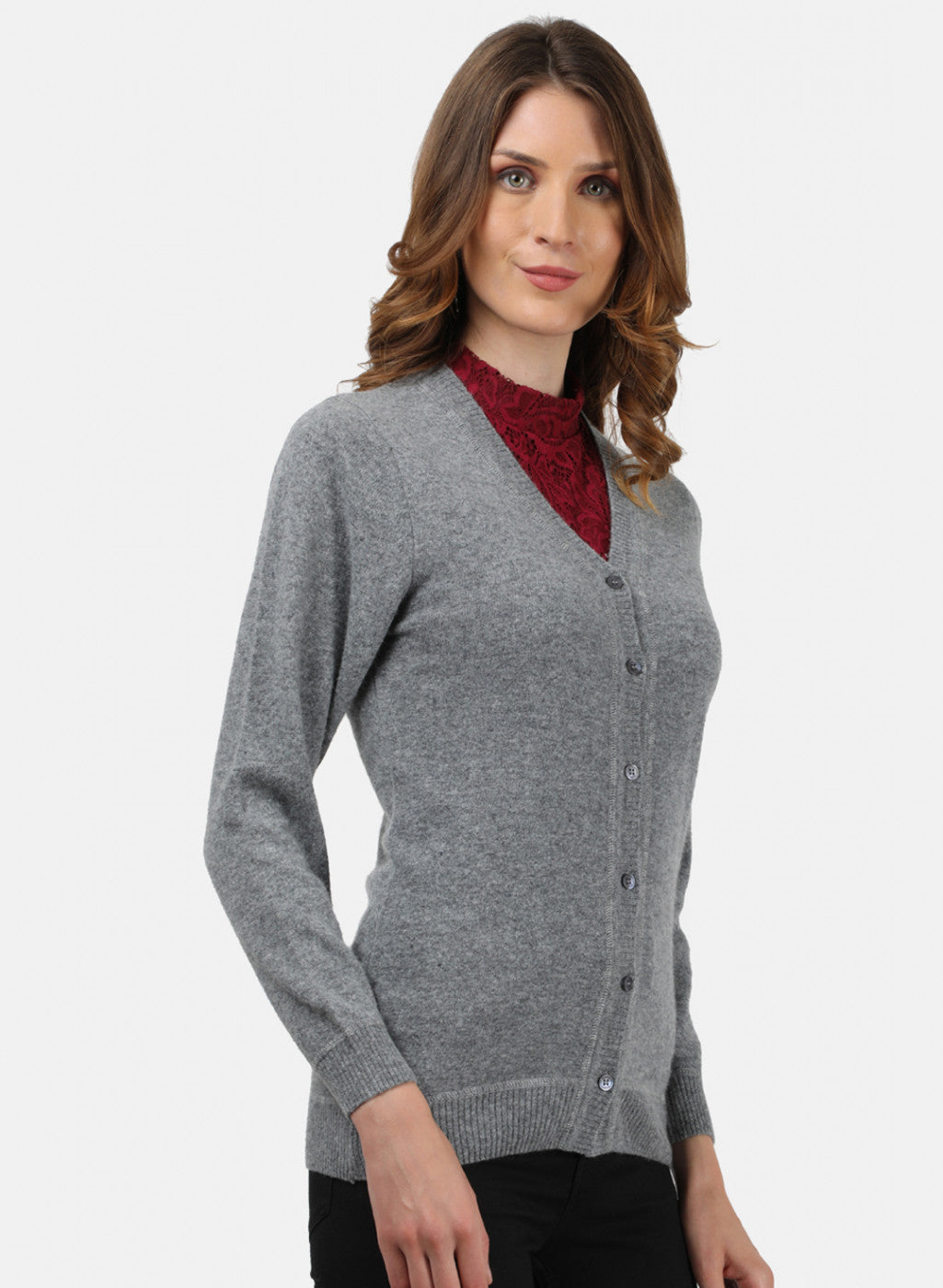 Women Grey Solid Cardigan