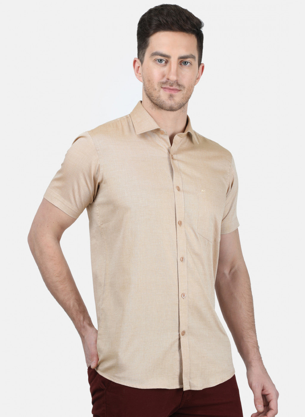 Mens Brown Printed Shirt