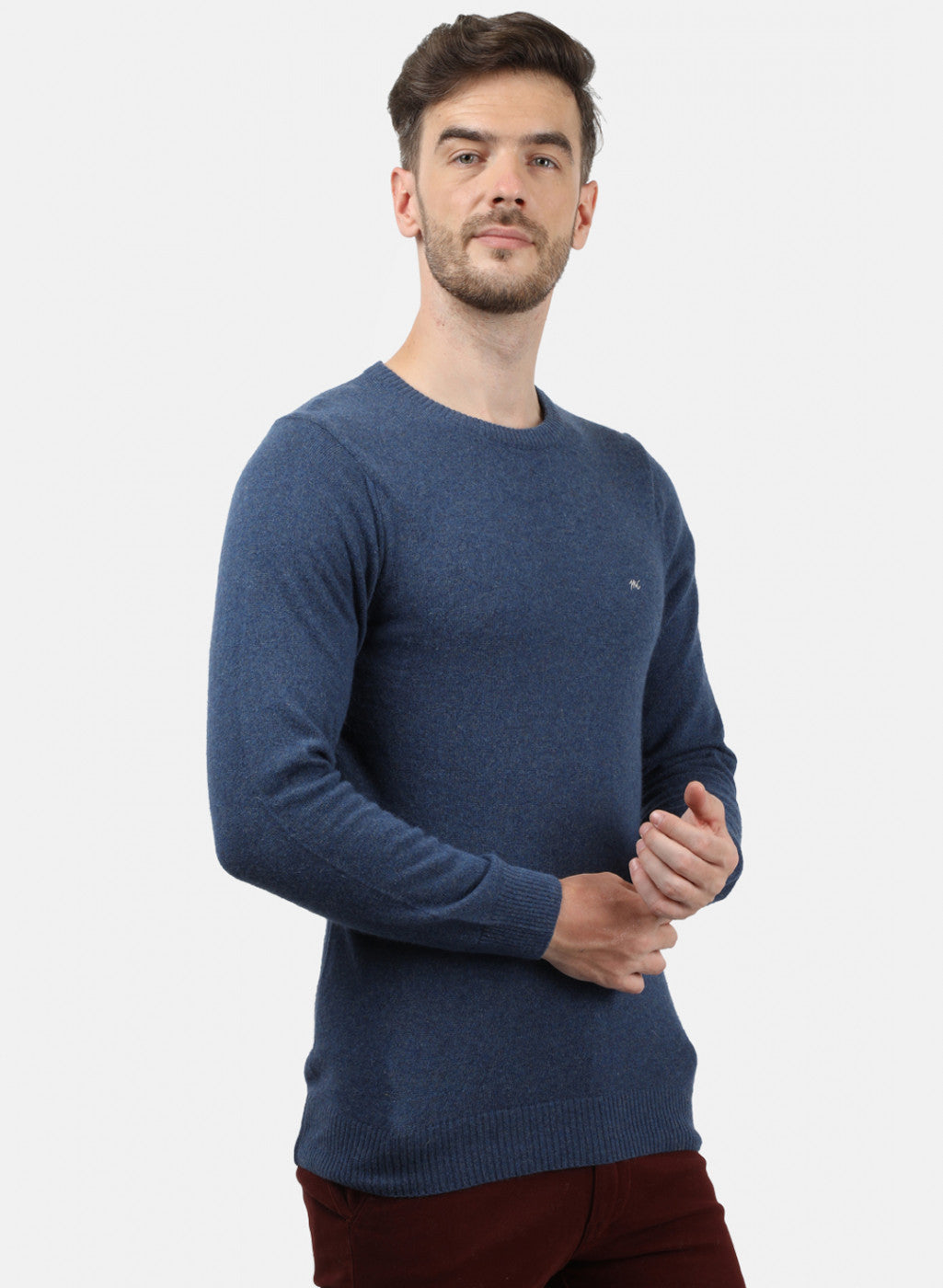 Men Blue Solid Pullover