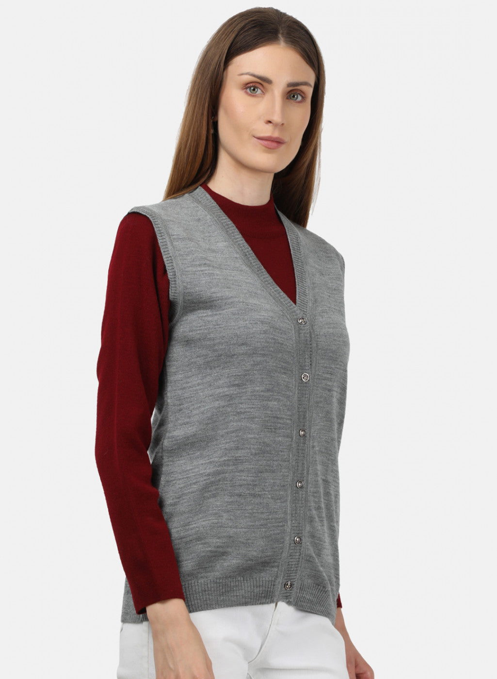 Women Grey Solid Cardigan