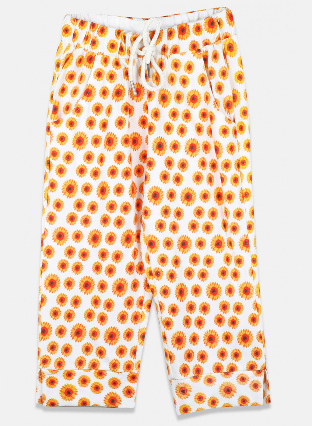 Girls Orange Printed Capri Set