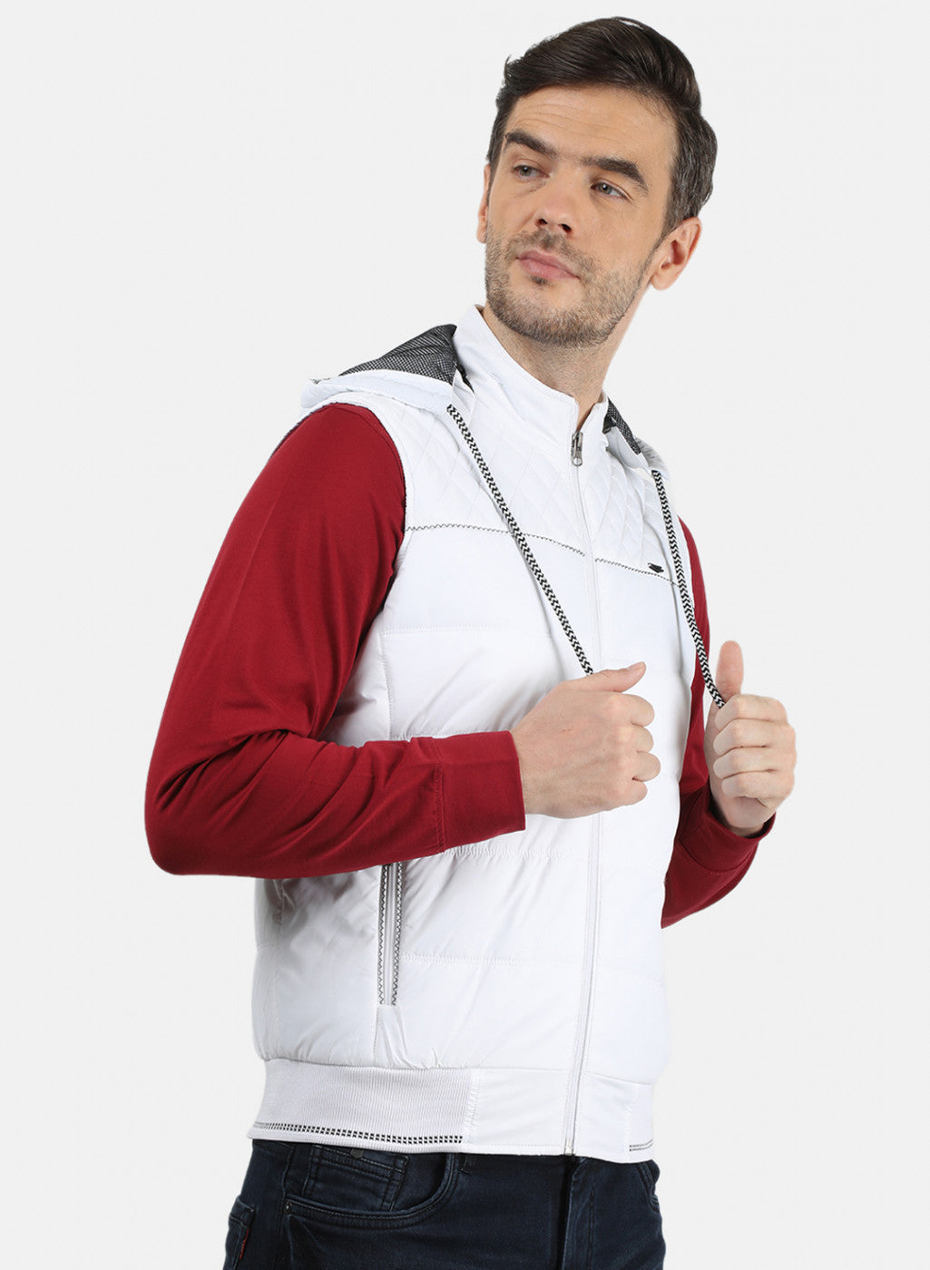 Men White Plain Jacket