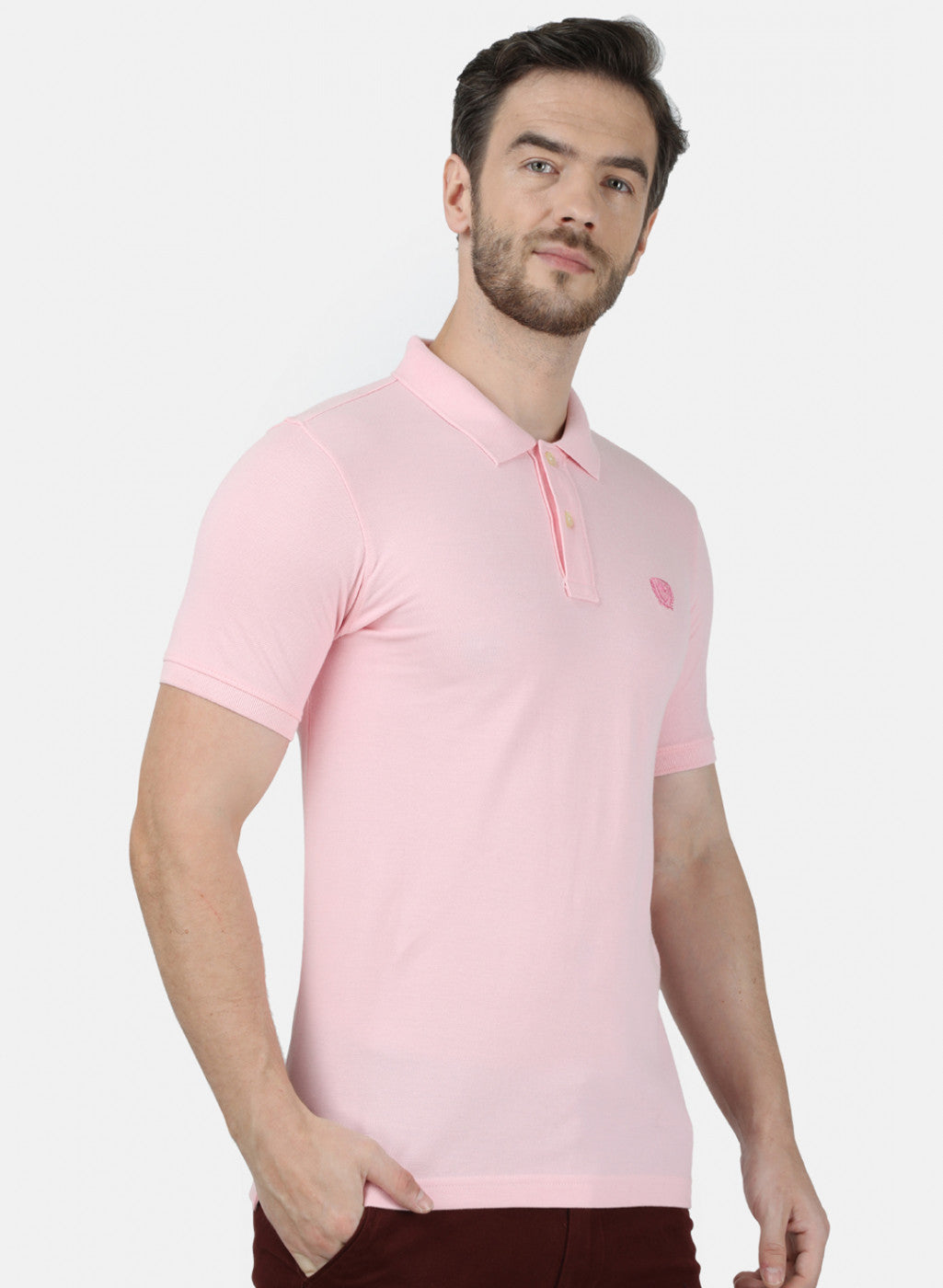 Mens Pink Plain T-Shirt