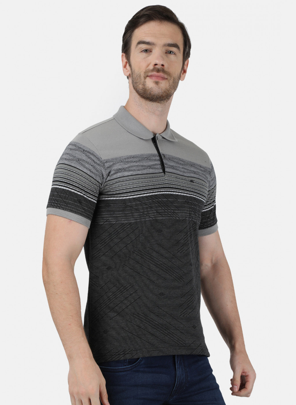 Mens Grey Stripe T-Shirt