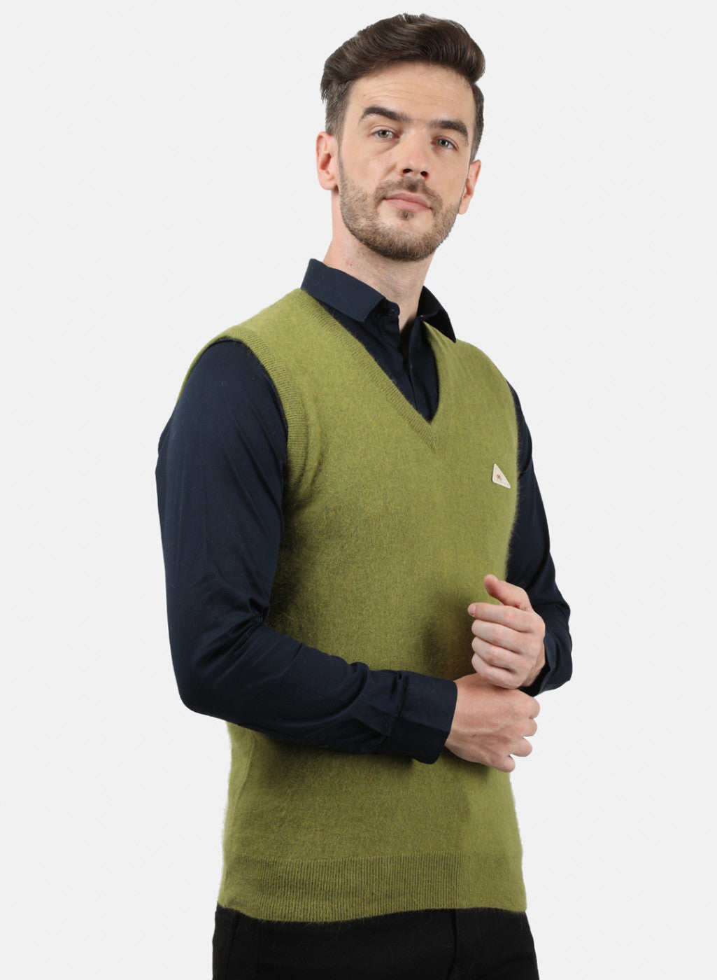 Men Olive Solid Sweater