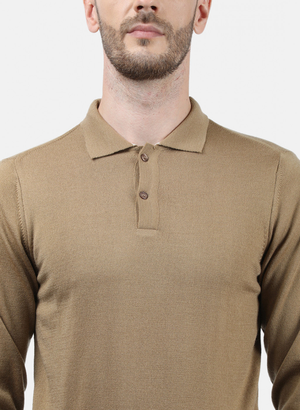 Men Light Brown Collar T-Shirt