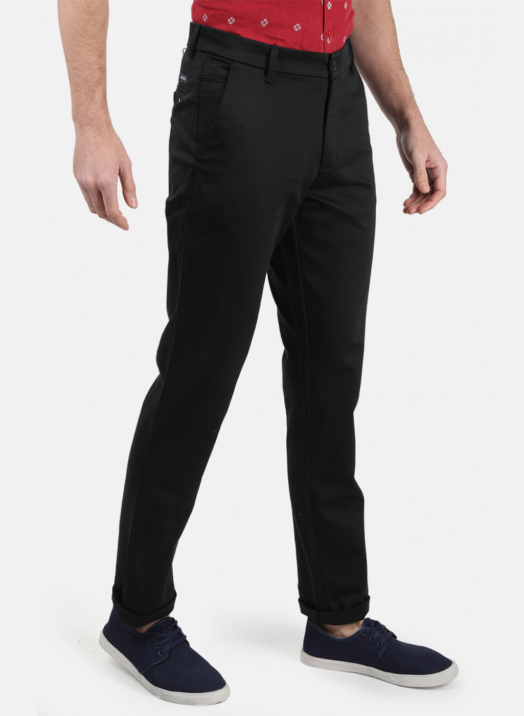 Men Black Plain Trousers