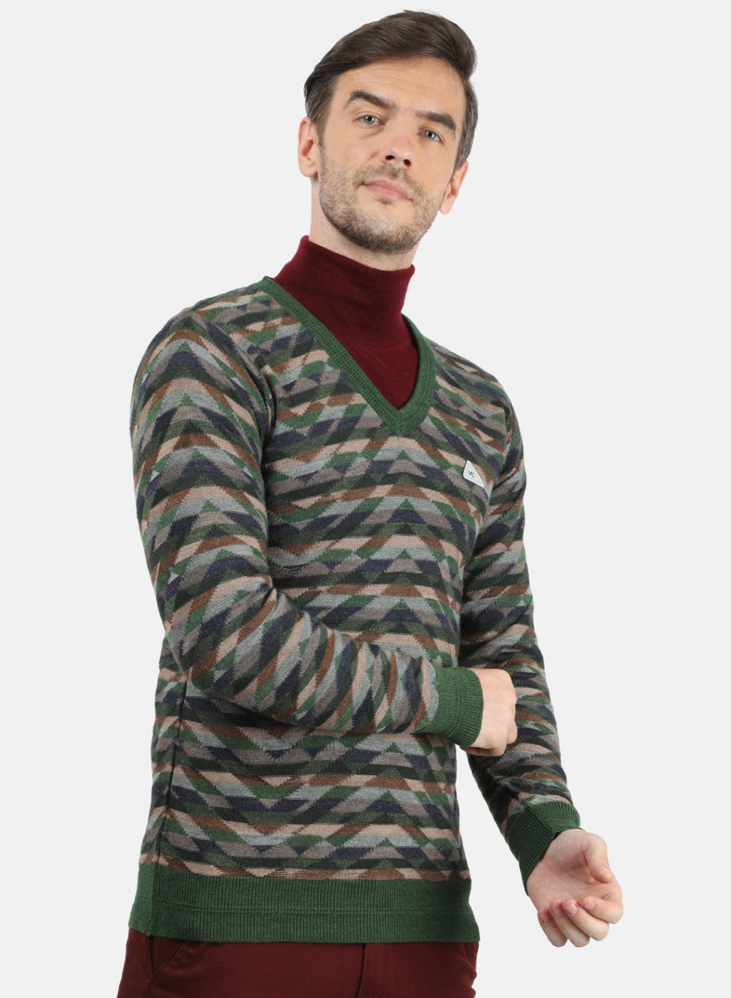 Men Green Solid Pullover