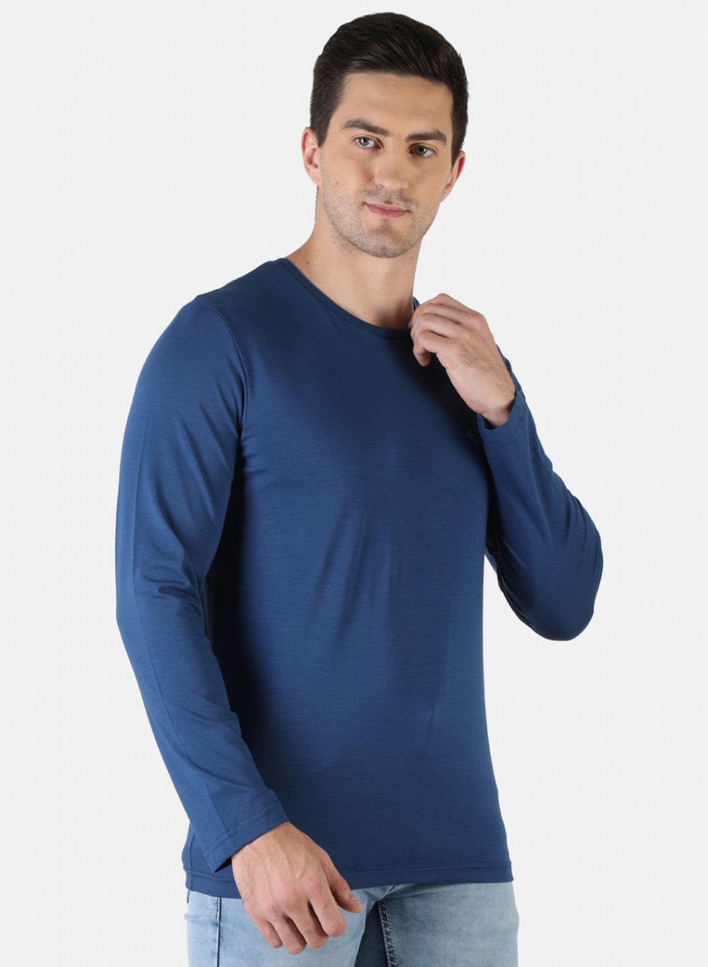 Men Blue Plain T-Shirt