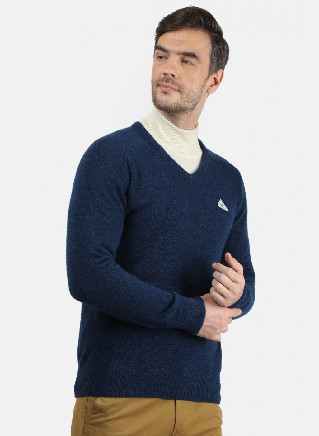 Men Blue Solid Pullover