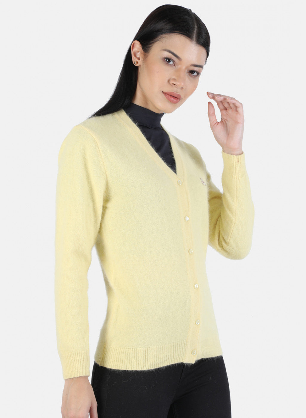 Women Yellow Solid Cardigan