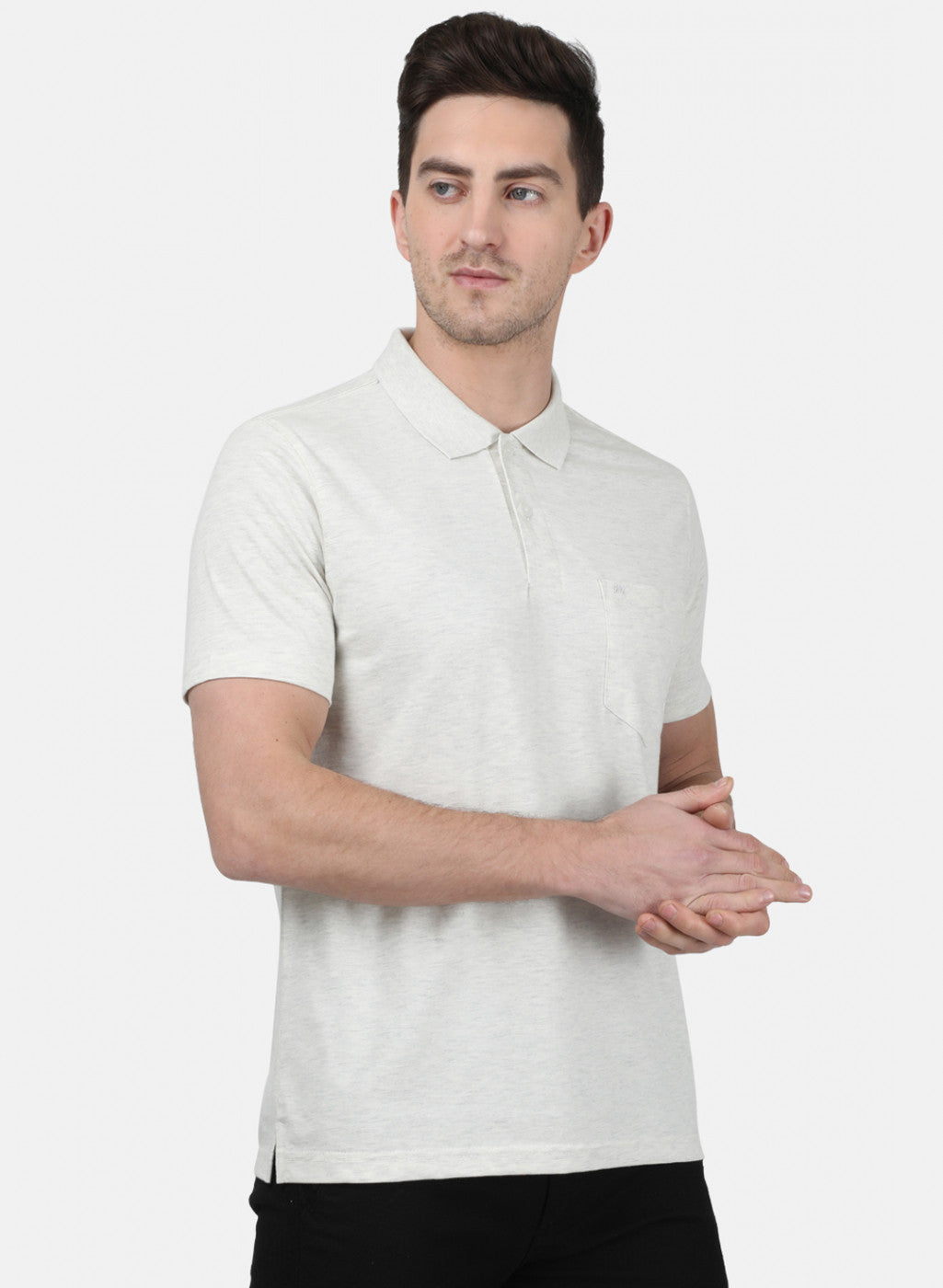 Mens Cream Plain T-Shirt