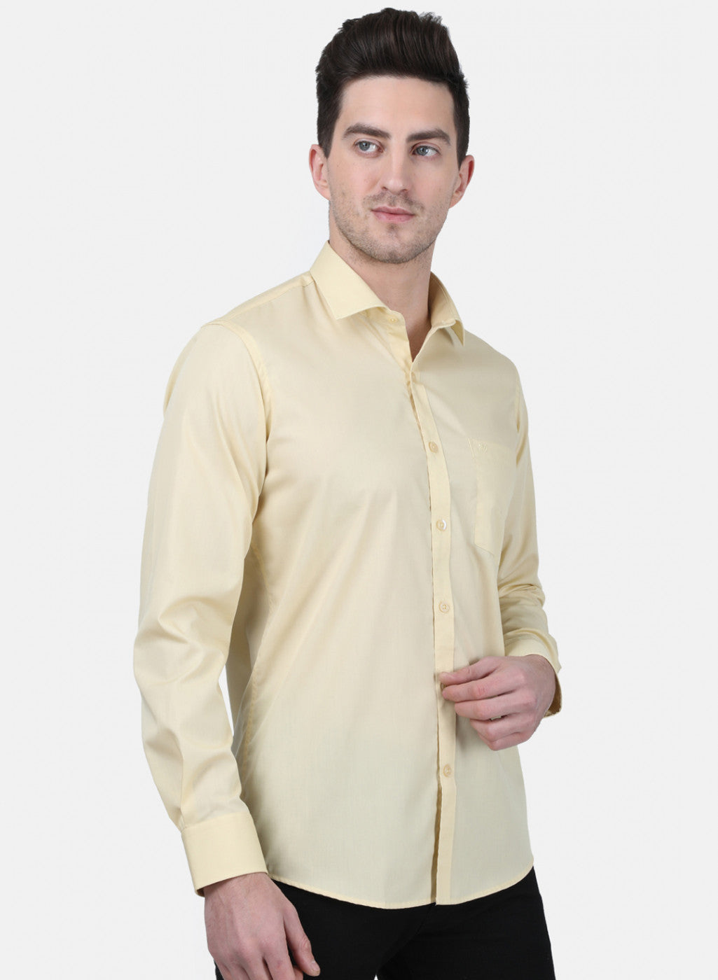 Mens Beige Solid Shirt